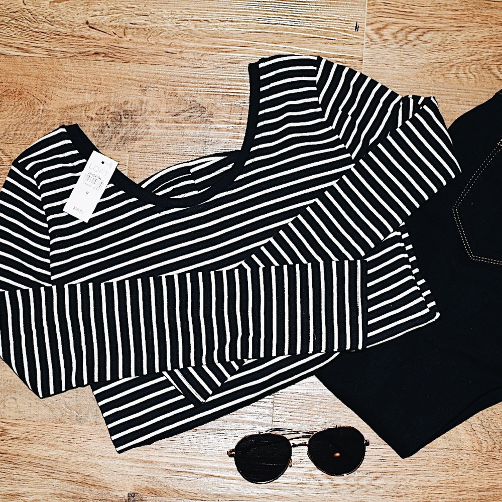 Navy Striped Longsleeve Ann Taylor Tee NWT!